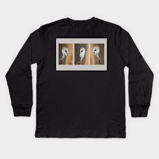 Barn Owl Triptych Kids Long Sleeve T-Shirt